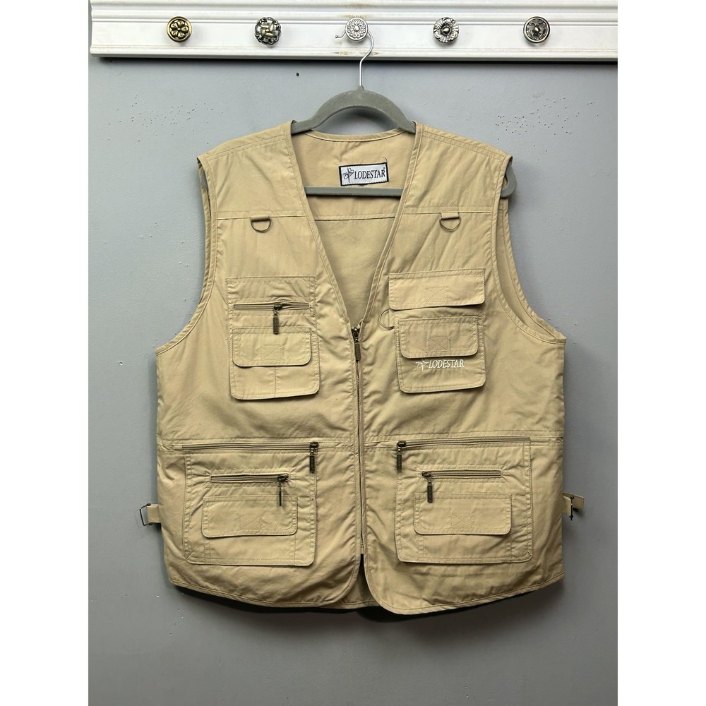 Lodestar Vest Mens Large Tan Multi Pocket Fishing‎ Travel Outdoor Utility Hiking
